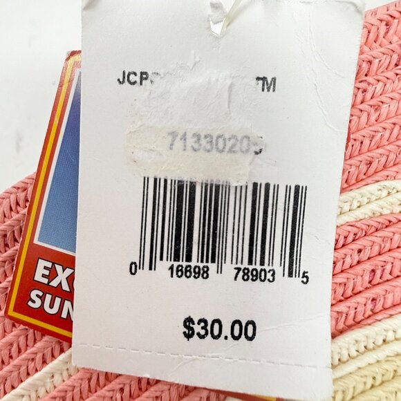 Striped Wide Brim Sun Beach Hat UPF50+ Protection Blue / Yellow /Pink Stripes - Picture 8 of 11